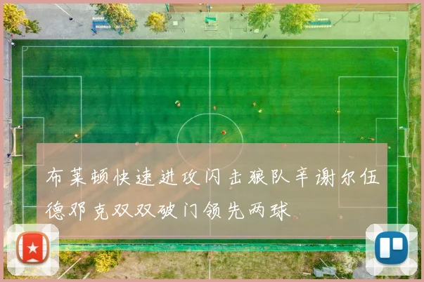 布莱顿快速进攻闪击狼队辛谢尔伍德邓克双双破门领先两球